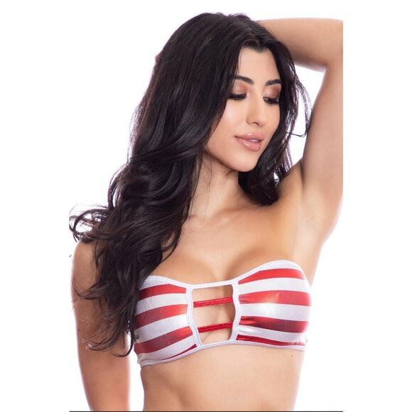 🦋B2G1🦋MIDNIGHT BALLERINA Bandeau Candy Cane Top | ONE SIZE | Dance Wear - Picture 4 of 6